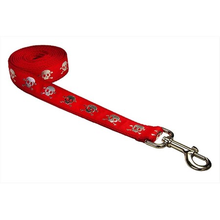 FlyFree 4 ft. Reflective Skull Dog Leash44; Red - Small